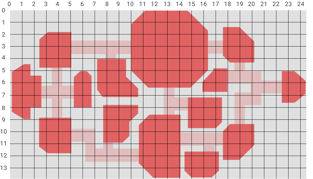 Among Us Skeld map blueprint with coordinate system